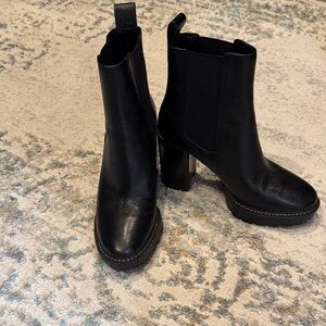 Tory Burch Black Lug Sole Ankle Boots